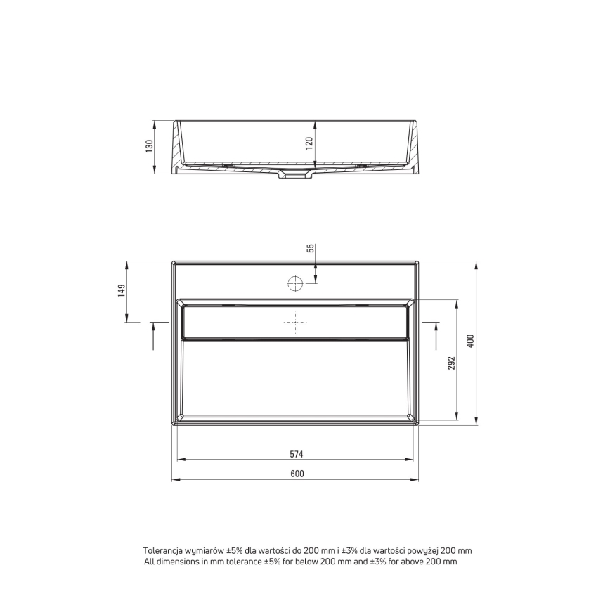 Deante CQR_SU6M - Bordmonteret håndvask CORREO 40x60cm granit/metallisk grå