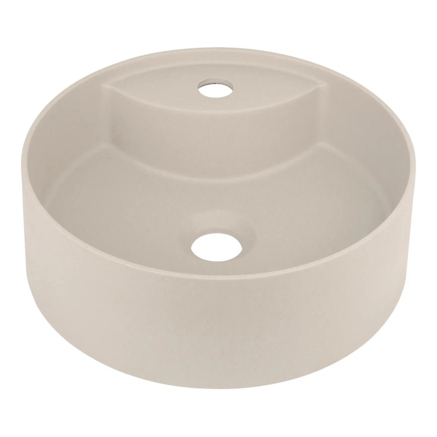 Deante CQS_5U4B - Bordmonteret håndvask med hanehul SILIA diameter 36 cm granit/beige