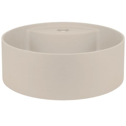 Deante CQS_5U4B - Bordmonteret håndvask med hanehul SILIA diameter 36 cm granit/beige