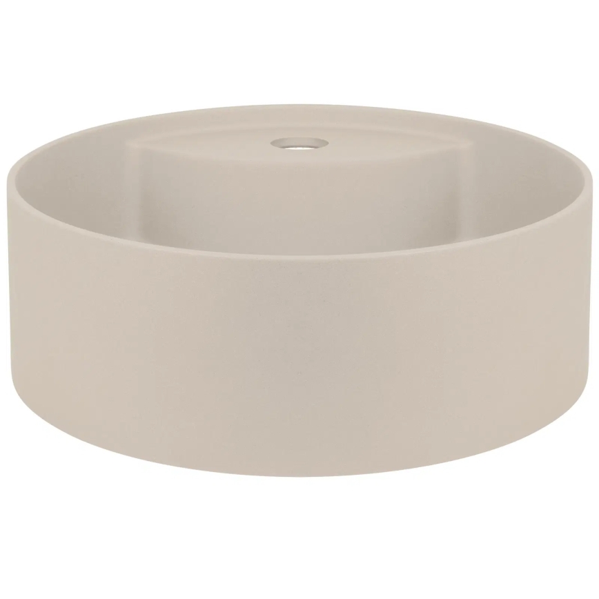 Deante CQS_5U4B - Bordmonteret håndvask med hanehul SILIA diameter 36 cm granit/beige