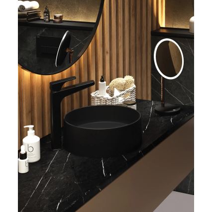 Deante CQS_NU4S - Håndvask til bordplade SILIA Ø 36 cm granit/sort