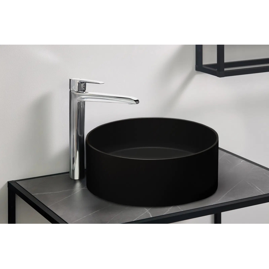 Deante CQS_NU4S - Håndvask til bordplade SILIA Ø 36 cm granit/sort