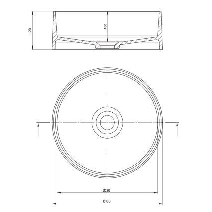 Deante CQS_NU4S - Håndvask til bordplade SILIA Ø 36 cm granit/sort