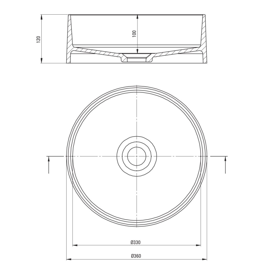Deante CQS_NU4S - Håndvask til bordplade SILIA Ø 36 cm granit/sort
