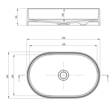 Deante CQS_NU6S - SILIA vask til bordplade 35 x 55 cm, granit/sort