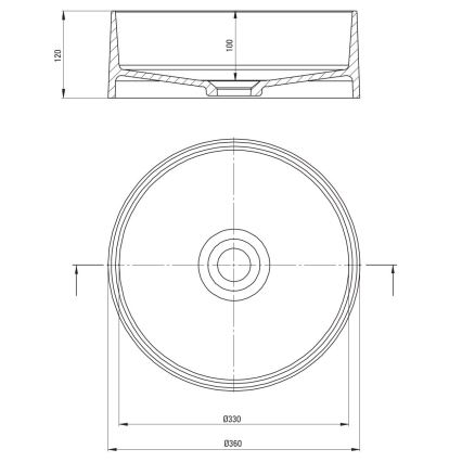 Deante CQS_SU4S - Vask til bordplade SILIA Ø 36 cm, granit/metallicgrå