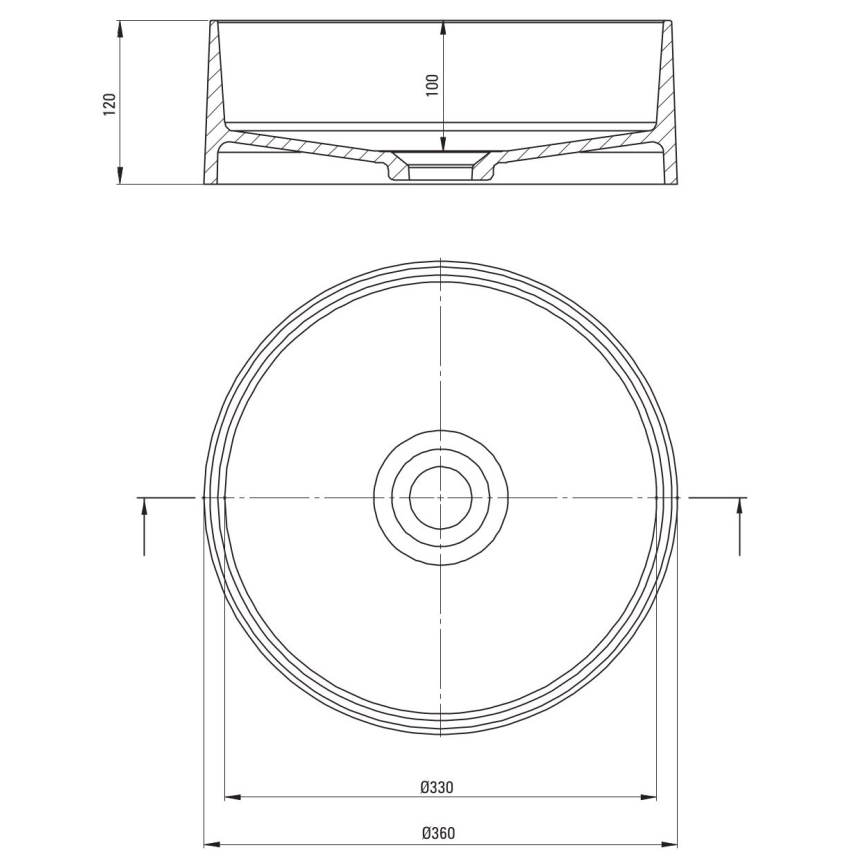 Deante CQS_SU4S - Vask til bordplade SILIA Ø 36 cm, granit/metallicgrå