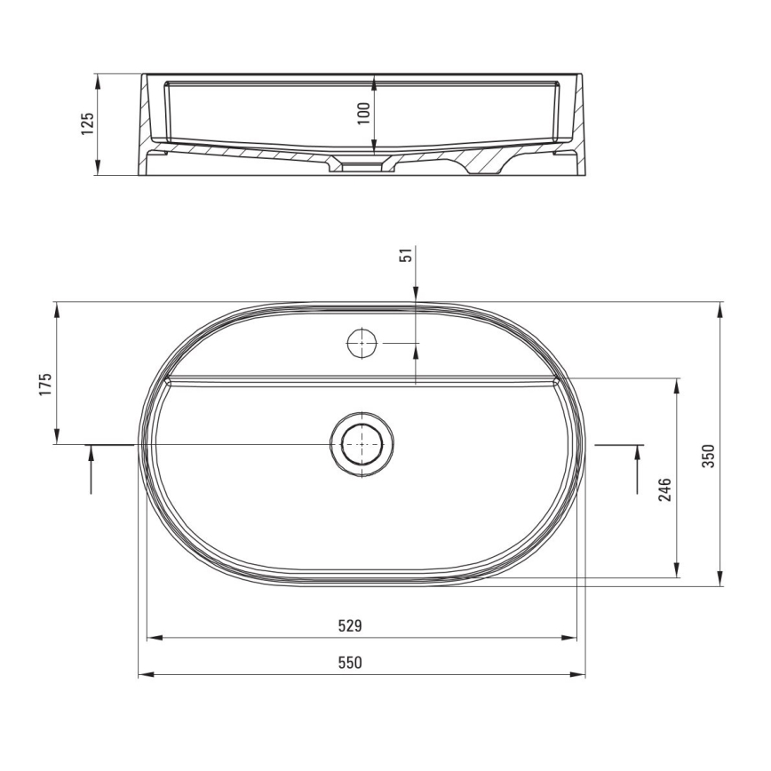 Deante CQS_SU6B - Håndvask til bordplade med hul til armatur SILIA 35x55cm granit/metalgrå