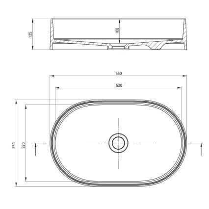 Deante CQS_SU6S - Håndvask til bordplade SILIA 35x55 cm granit/metalgrå