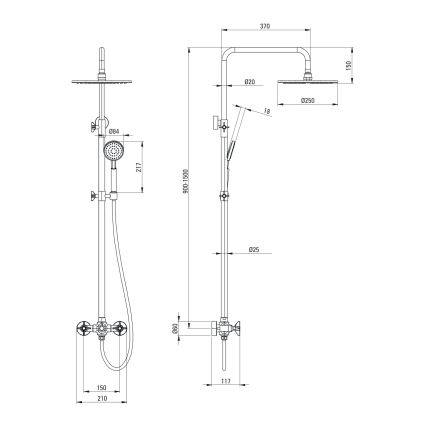 Deante NAC_N4QT - Brusesæt med TEMISTO-blandingsbatteri, sort