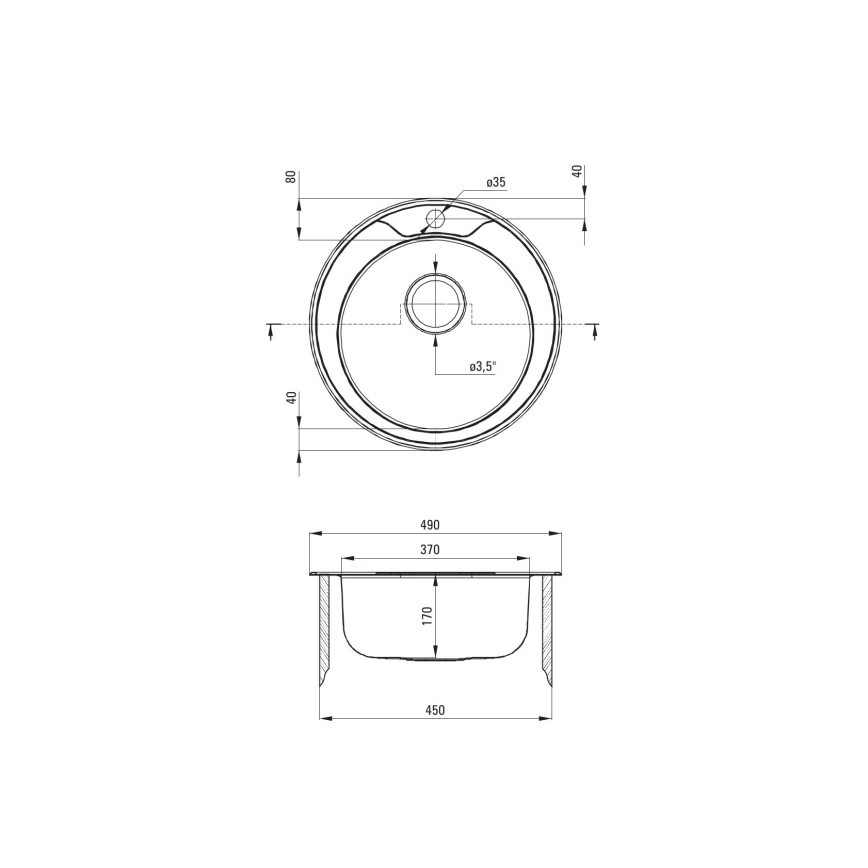Deante ZHC_0813 - Køkkenvask TWIST diameter 49 cm satin