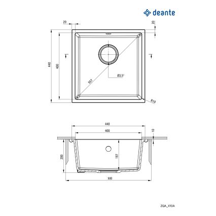 Deante ZQA_N10A - Køkkenvask CORDA 44x44 cm granit/sort