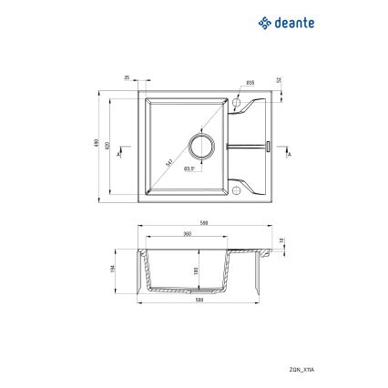 Deante ZQN_G11A - Køkkenvask ANDANTE 49x59 cm granit/metallisk grafit