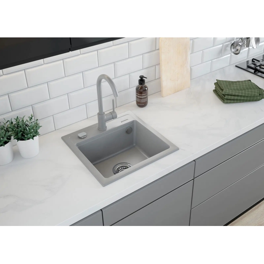 Deante ZQZ_S103 - Køkkenvask ZORBA 44x44 cm granit/metallic grå