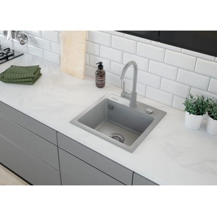 Deante ZQZ_S103 - Køkkenvask ZORBA 44x44 cm granit/metallic grå