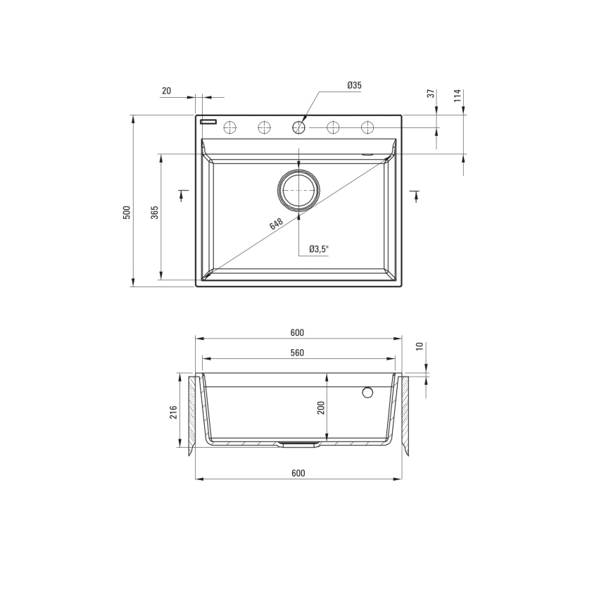 Deante ZRC_S10A - CORIO køkkenvask 50x60 cm granit/metalgrå
