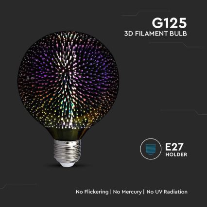 Dekorativ 3D LED-pære FILAMENT G125 E27/4W/230V 3000K