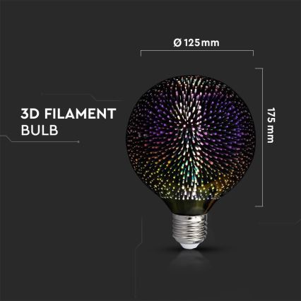 Dekorativ 3D LED-pære FILAMENT G125 E27/4W/230V 3000K