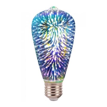 Dekorativ 3D LED-pære FILAMENT ST64 E27/3W/230V 3000K