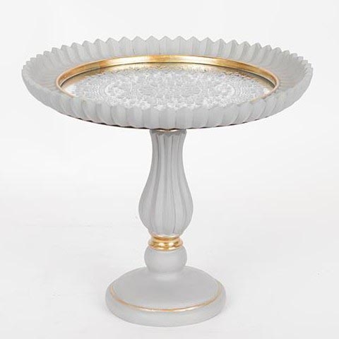 Dekorativ bakke diameter 23,5 cm hvid/guldfarvet