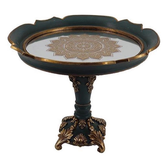 Dekorativ bakke diameter 24,7 cm grøn/guldfarvet