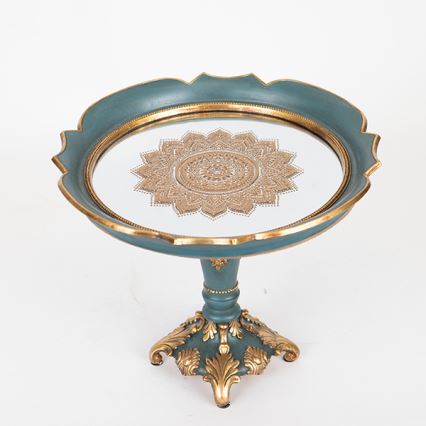 Dekorativ bakke diameter 24,7 cm grøn/guldfarvet