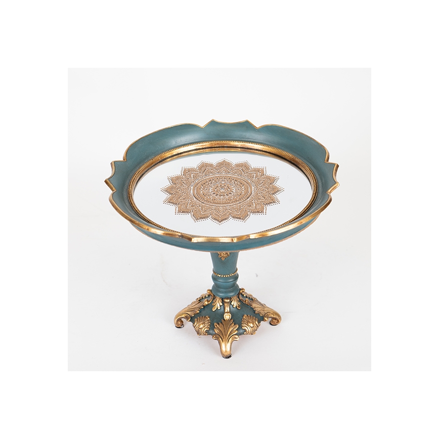 Dekorativ bakke diameter 24,7 cm grøn/guldfarvet