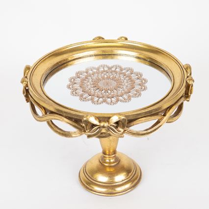 Dekorativ bakke diameter 25,5 cm guldfarvet