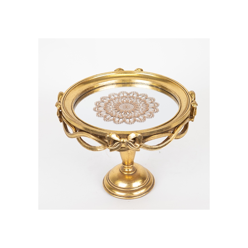 Dekorativ bakke diameter 25,5 cm guldfarvet