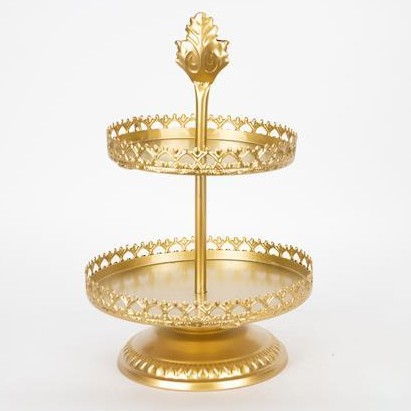 Dekorativ bakke diameter 25,5 cm guldfarvet