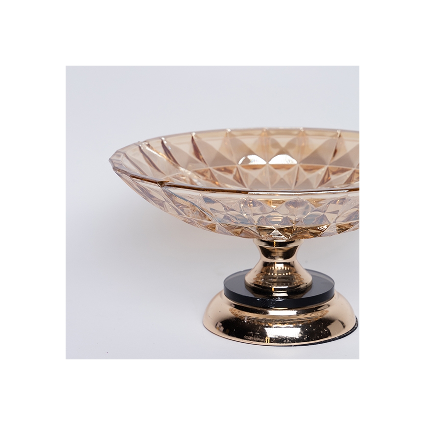 Dekorativ bakke diameter 29,5 cm brun/røget