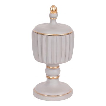 Dekorativ dåse 21x9 cm grå/guld