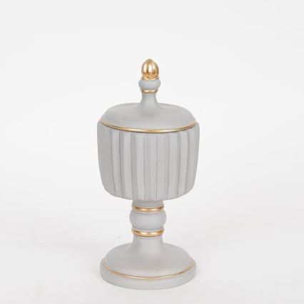 Dekorativ dåse 21x9 cm grå/guld