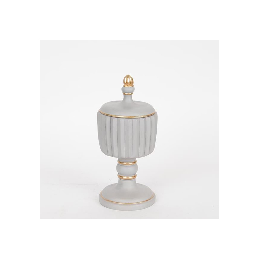 Dekorativ dåse 21x9 cm grå/guld