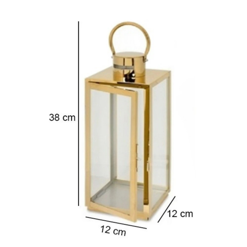 Dekorativ lanterne 38 cm, guldfarvet