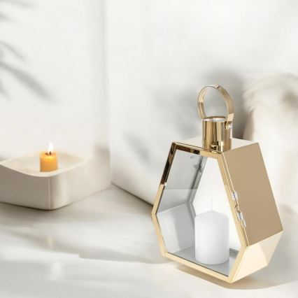 Dekorativ lanterne 43 cm, guldfarvet