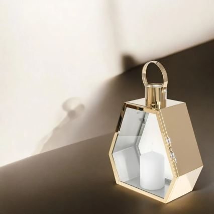 Dekorativ lanterne 43 cm, guldfarvet