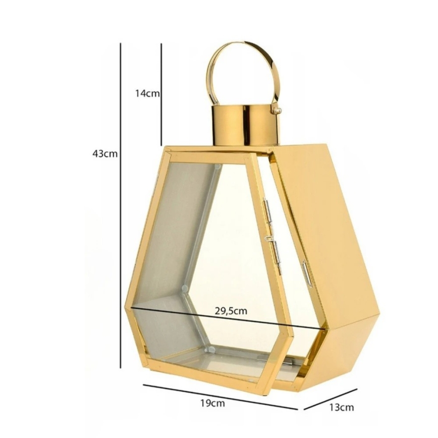 Dekorativ lanterne 43 cm, guldfarvet