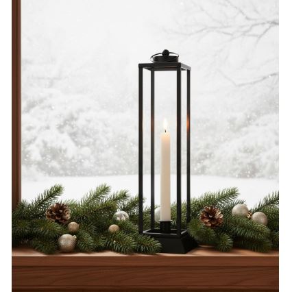 Dekorativ lanterne HALL, 34 cm, sort