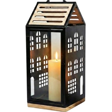 Dekorativ lanterne HOME 34,5 cm sort/beige