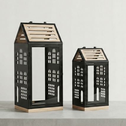 Dekorativ lanterne HOME 47,5 cm sort/beige