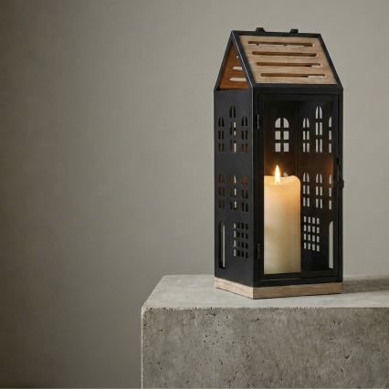Dekorativ lanterne HOME 47,5 cm sort/beige