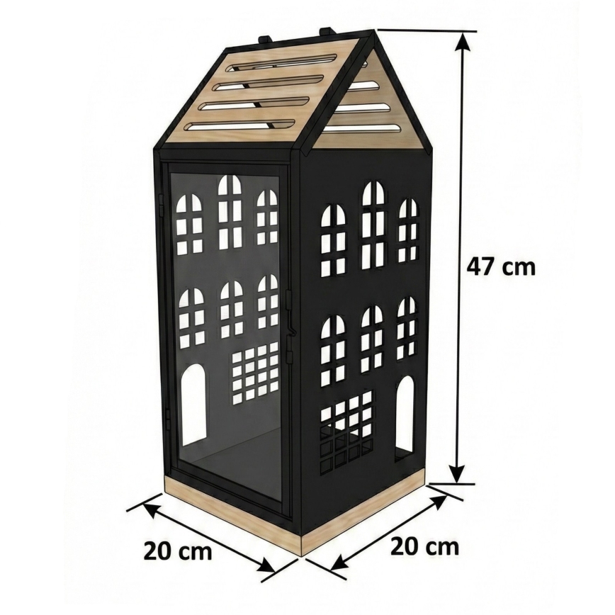 Dekorativ lanterne HOME 47,5 cm sort/beige