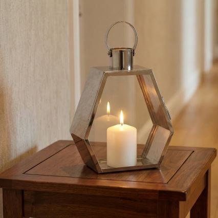 Dekorativ lanterne PALACE 34 cm i blank krom