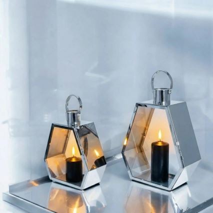 Dekorativ lanterne PALACE 34 cm i blank krom