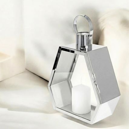 Dekorativ lanterne PALACE 34 cm i blank krom