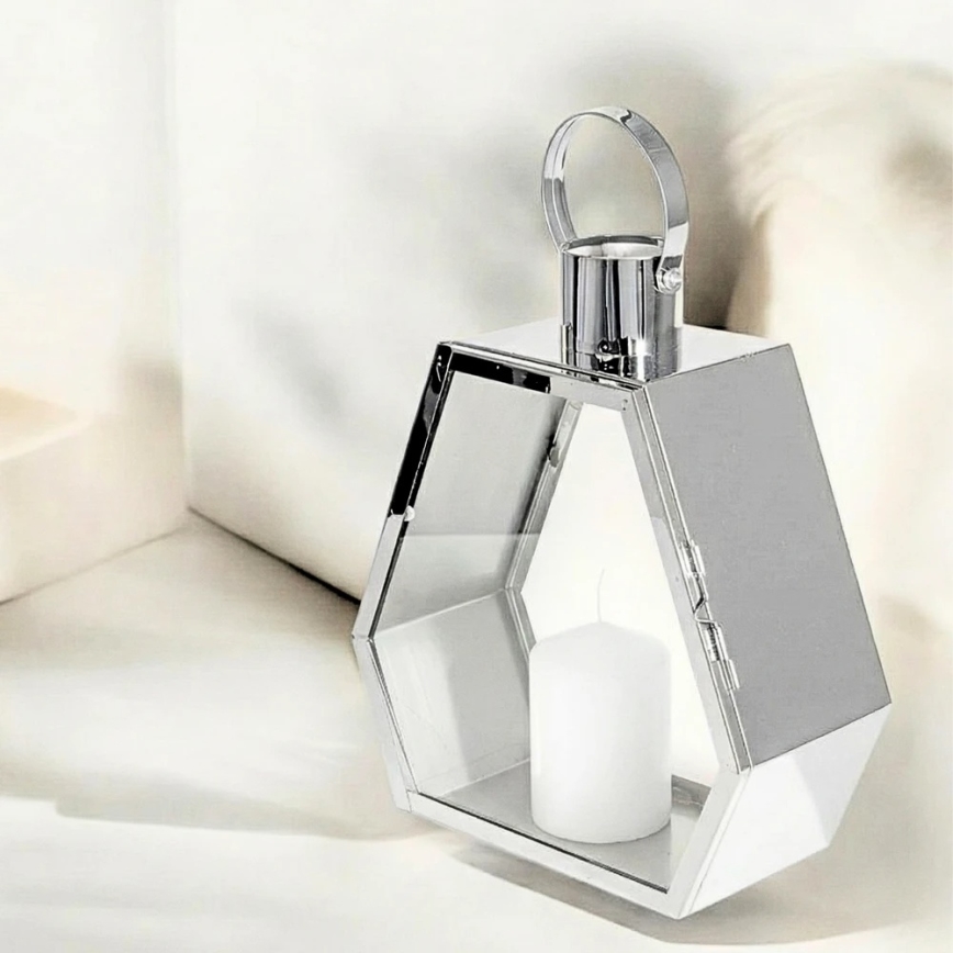 Dekorativ lanterne PALACE 34 cm i blank krom