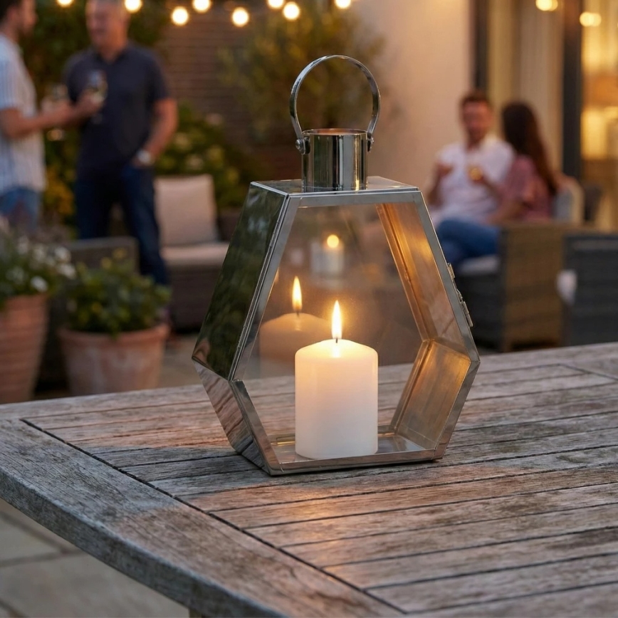 Dekorativ lanterne PALACE 43 cm i blank krom