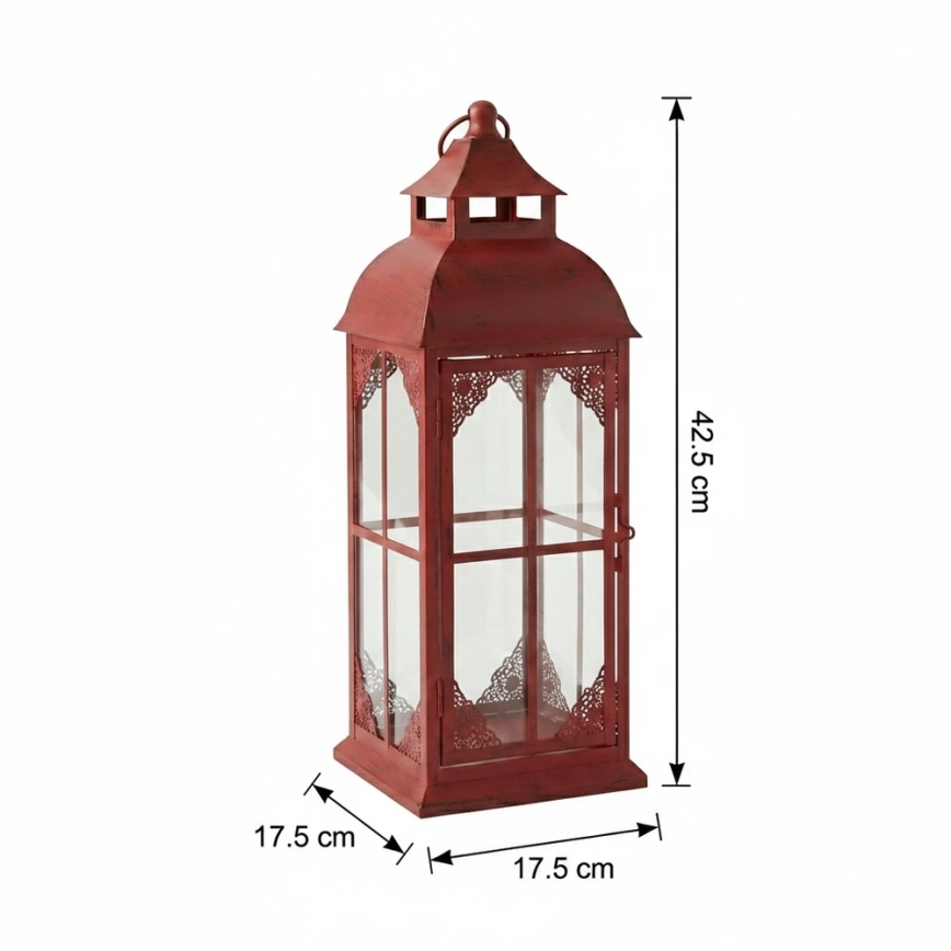 Dekorativ lanterne REDY 42 cm rød