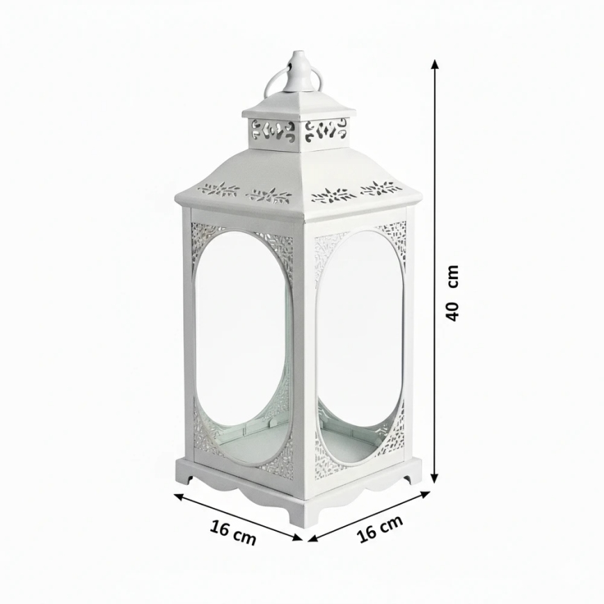 Dekorativ lanterne ROSEHILL 27,5 cm hvid